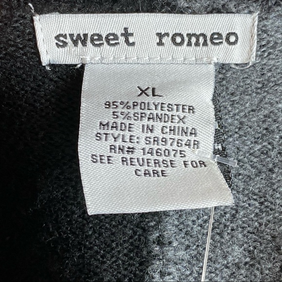 Color Block Sweater Black & Gray  V-neck, Modern Soft & Cozy by Sweet Romeo - Picture 7 of 10